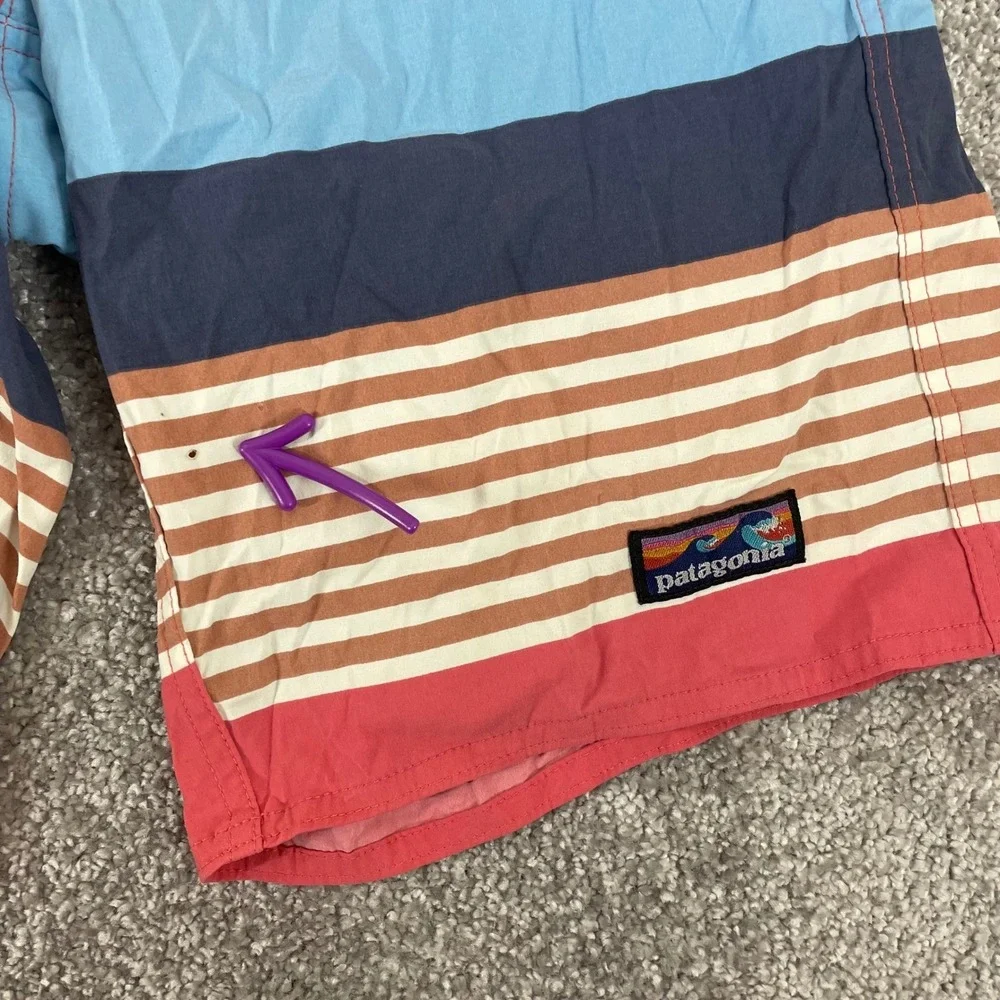 Patagonia Board Shorts Mens 32 Wavefarer Swim Trunks Striped Stretch 21
